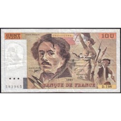 F 69bis-04a - 1991 - 100 francs - Delacroix modifié - Série D.198 - Etat : TB
