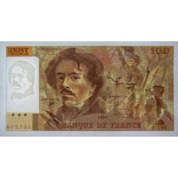 F 69bis-04a - 1991 - 100 francs - Delacroix modifié - Série F.198 - Etat : TTB+
