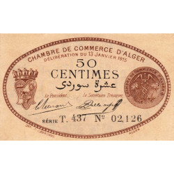 Algérie - Alger 137-10 - 50 centimes - Série T.437 - 13/01/1915 - Etat : SPL