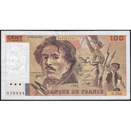 F 69bis-08 - 1993 - 100 francs - Delacroix modifié - Série O.242 - Etat : TB+