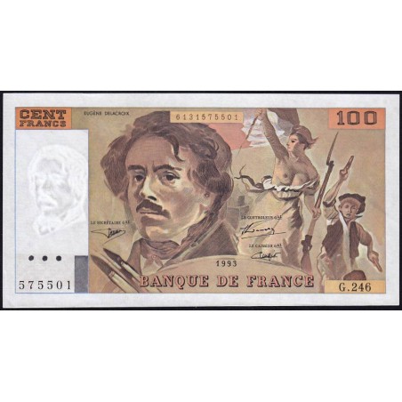 F 69bis-08 - 1993 - 100 francs - Delacroix modifié - Série G.246 - Etat : SPL