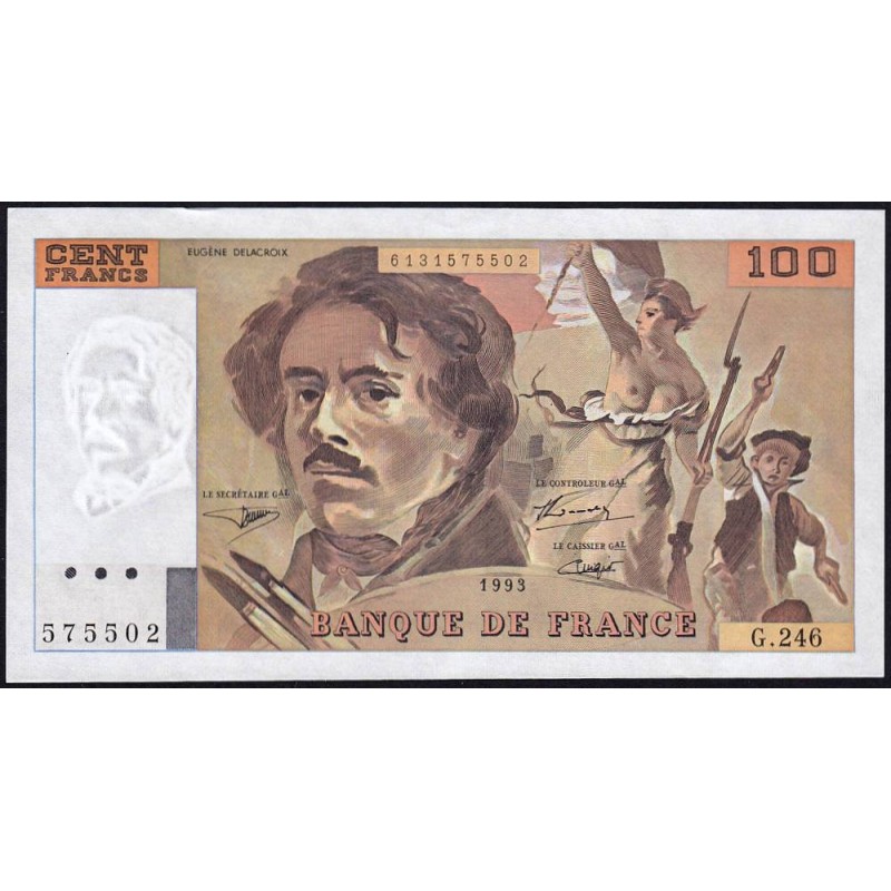 F 69bis-08 - 1993 - 100 francs - Delacroix modifié - Série G.246 - Etat : SPL