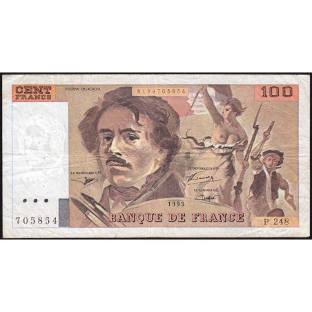 F 69bis-08 - 1993 - 100 francs - Delacroix modifié - Série P.248 - Etat : TB-