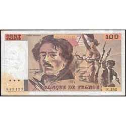 F 69ter-01b - 1994 - 100 francs - Delacroix modifié - Série K.262 - Etat : B+