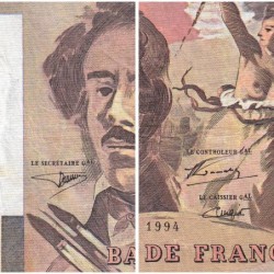 F 69ter-01b - 1994 - 100 francs - Delacroix modifié - Série K.262 - Etat : B+