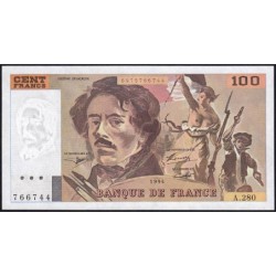 F 69ter-01c - 1994 - 100 francs - Delacroix modifié - Série A.280 - Etat : pr.NEUF