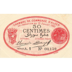 Algérie - Alger 137-13 - 50 centimes - Série A.1 - 13/07/1920 - Etat : SUP