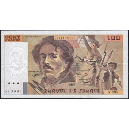 F 69ter-02c - 1995 - 100 francs - Delacroix modifié - Série G.285 - Etat : TTB-