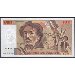 F 69ter-02c - 1995 - 100 francs - Delacroix modifié - Série B.289 - Etat : SUP-
