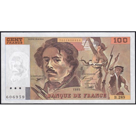 F 69ter-02c - 1995 - 100 francs - Delacroix modifié - Série B.289 - Etat : SUP-
