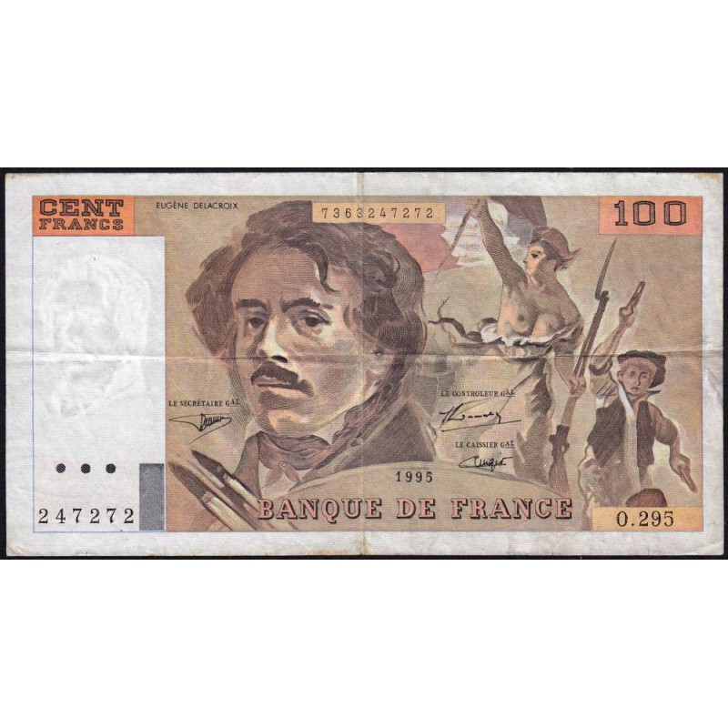 F 69ter-02c - 1995 - 100 francs - Delacroix modifié - Série O.295 - Etat : TB