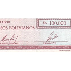 Bolivie - Pick 188 - 100'000 pesos bolivianos - Série A - Loi 1984 - Etat : SPL+