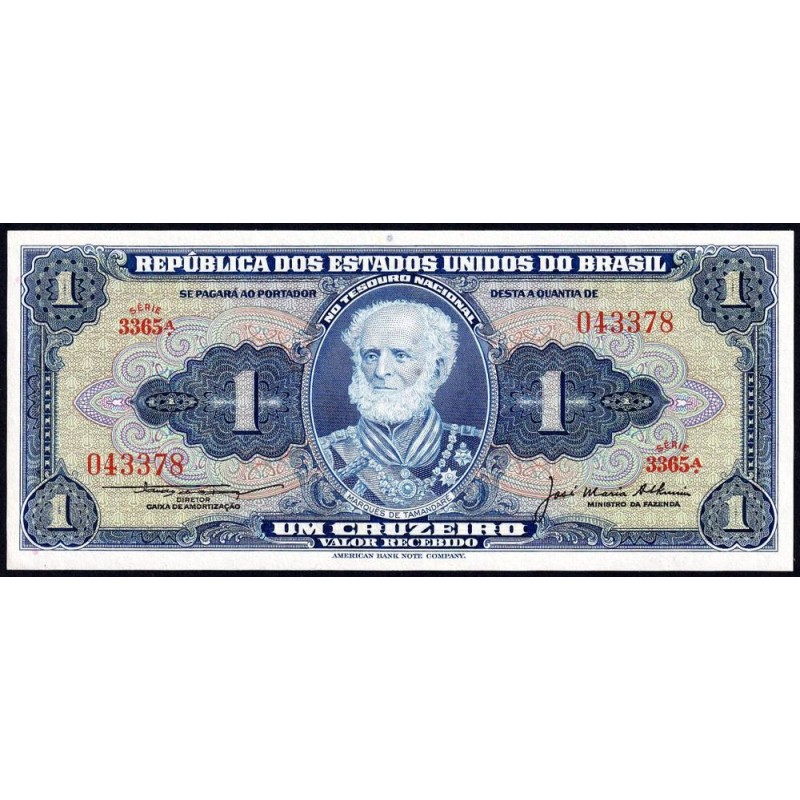 Brésil - Pick 150c - 1 cruzeiro - Série 3365 - Sans estampa - 1957 - Etat : NEUF