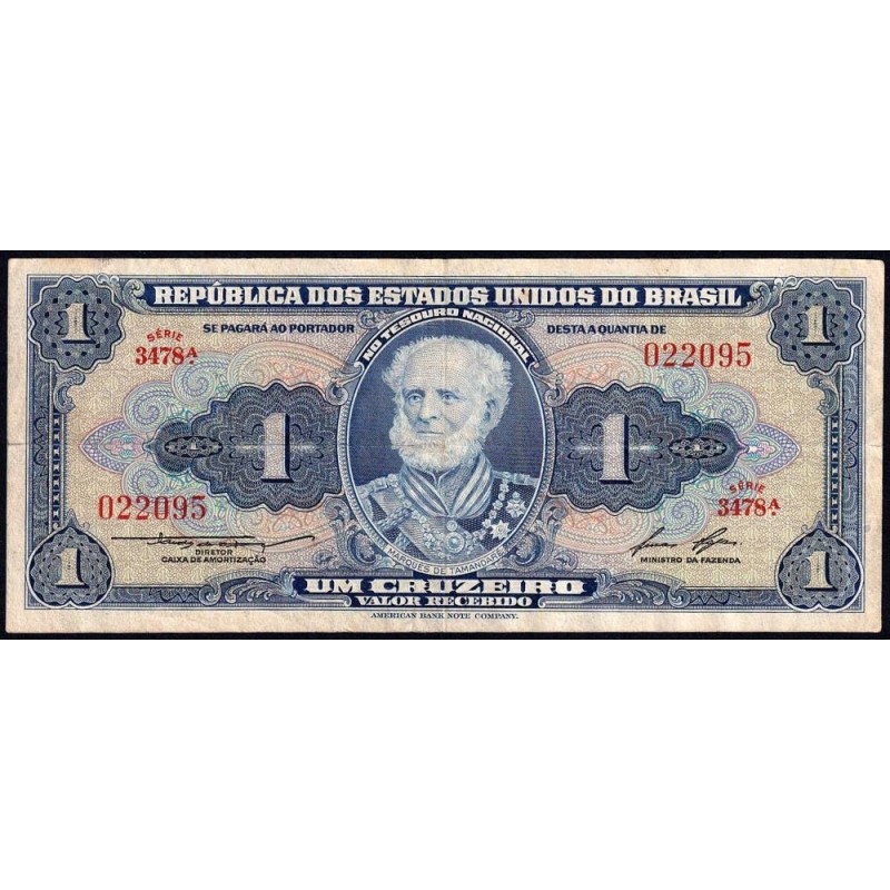 Brésil - Pick 150d - 1 cruzeiro - Série 3478 - Sans estampa - 1958 - Etat : TB+