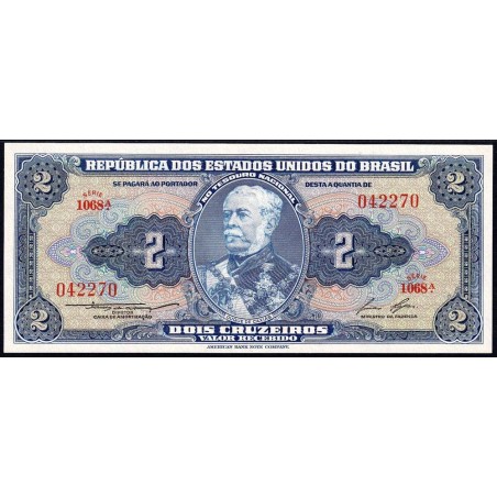 Brésil - Pick 151b - 2 cruzeiros - Série 1068 - Sans estampa - 1958 - Etat : NEUF