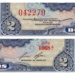 Brésil - Pick 151b - 2 cruzeiros - Série 1068 - Sans estampa - 1958 - Etat : NEUF
