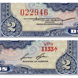 Brésil - Pick 151b - 2 cruzeiros - Série 1133 - Sans estampa - 1958 - Etat : NEUF