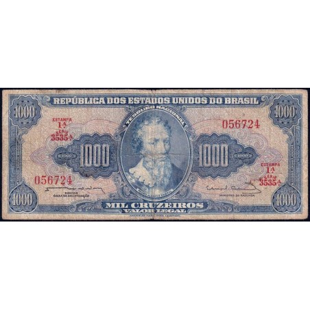 Brésil - Pick 173c - 1'000 cruzeiros - Série 3535 - Estampa 1 - 1963 - Etat : TB-