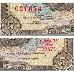 Brésil - Pick 176d - 5 cruzeiros - Série 3757 - Estampa 2 - 1964 - Etat : NEUF