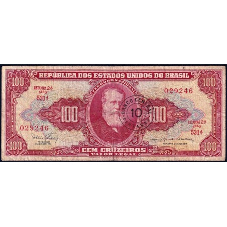 Brésil - Pick 185a - 10 centavos / 100 cruzeiros - Série 531 - Estampa 2 - 1966 - Etat : TB-