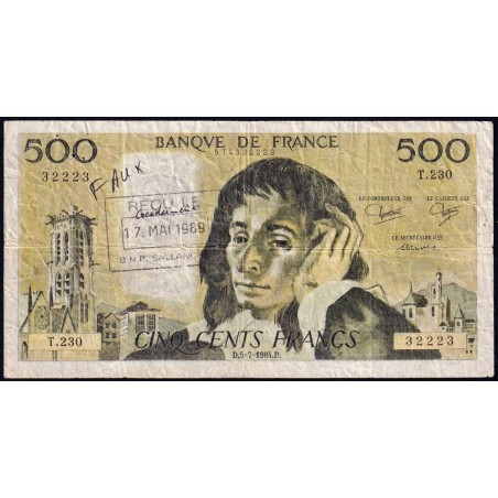 F 71-31 - 05/07/1984 - Faux 500 francs - Pascal - Série T.230 - Etat : TB+