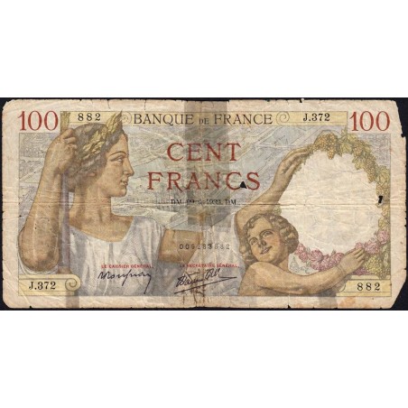 F 26-04 - 29/06/1939 - 100 francs - Sully - Série J.372 - Etat : B-