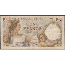 F 26-06 - 14/09/1939 - 100 francs - Sully - Série V.962 - Etat : TB-