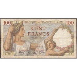 F 26-08 - 28/09/1939 - 100 francs - Sully - Série Q.1654 - Etat : B+