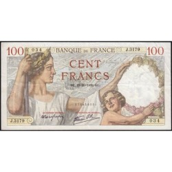 F 26-11 - 19/10/1939 - 100 francs - Sully - Série J.3179 - Etat : TTB-