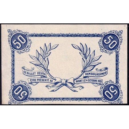 Roanne - Pirot non répertorié - 50 centimes - Epreuve 1 du revers - Etat : SPL