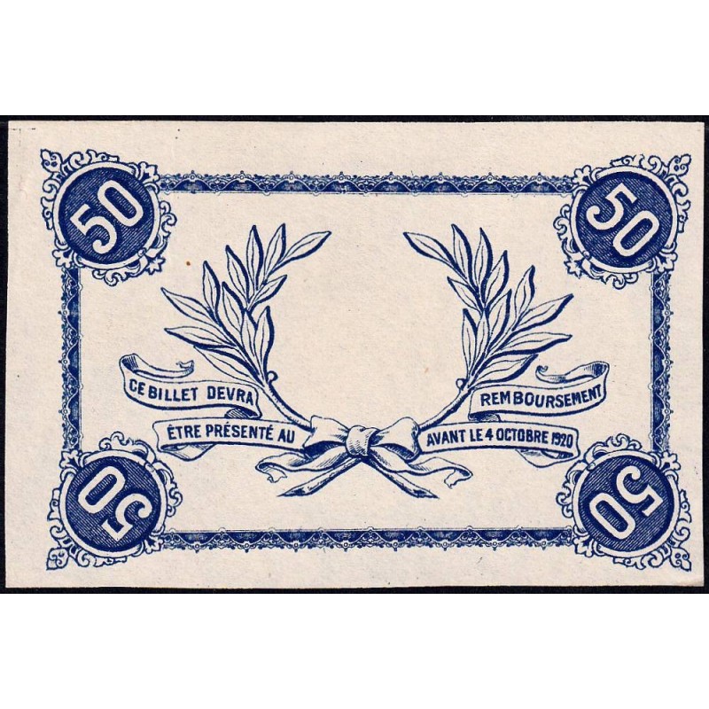 Roanne - Pirot non répertorié - 50 centimes - Epreuve 1 du revers - Etat : SPL