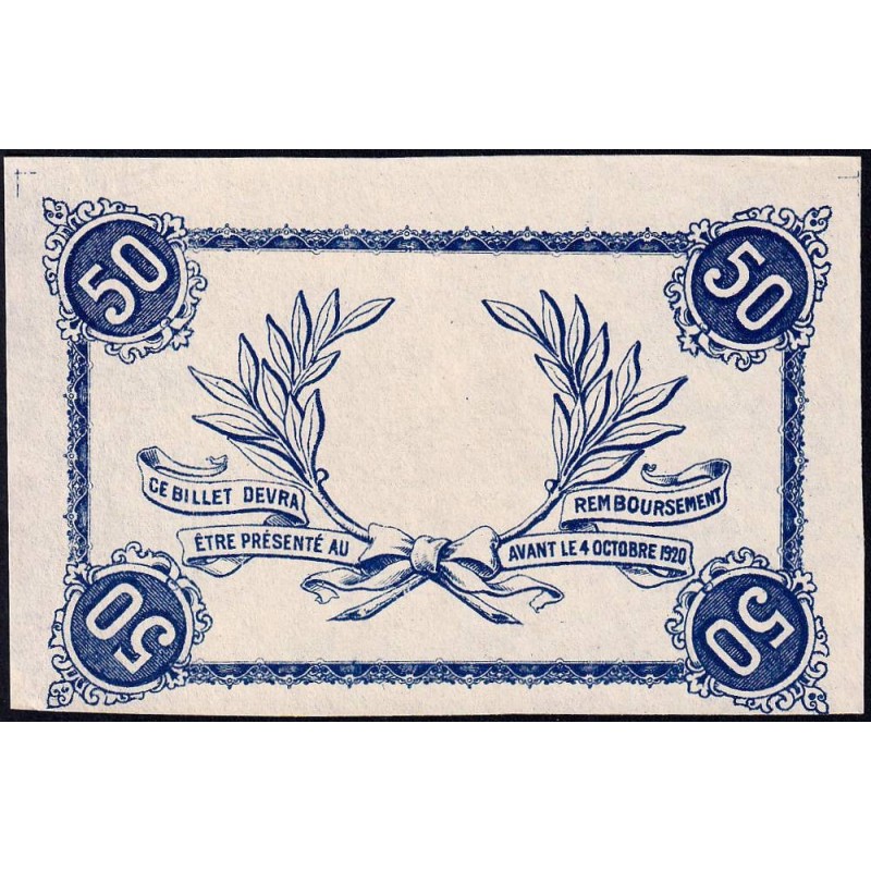 Roanne - Pirot non répertorié - 50 centimes - Epreuve 1 du revers - Etat : SPL