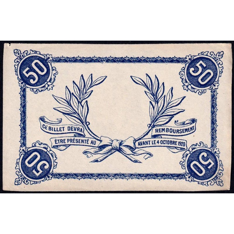 Roanne - Pirot non répertorié - 50 centimes - Epreuve 1 du revers - Etat : SPL