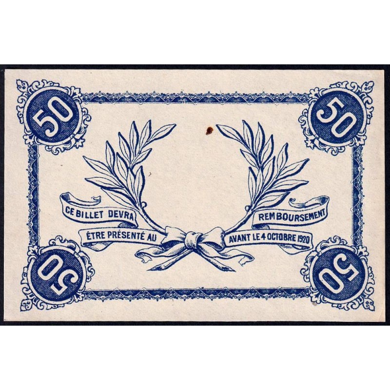 Roanne - Pirot non répertorié - 50 centimes - Epreuve 1 du revers - Etat : SPL+