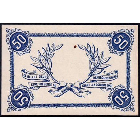 Roanne - Pirot non répertorié - 50 centimes - Epreuve 1 du revers - Etat : SPL+