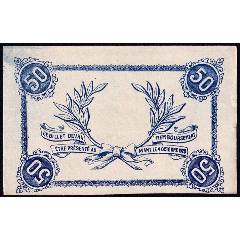 Roanne - Pirot non répertorié - 50 centimes - Epreuve 1 du revers - Etat : SUP+