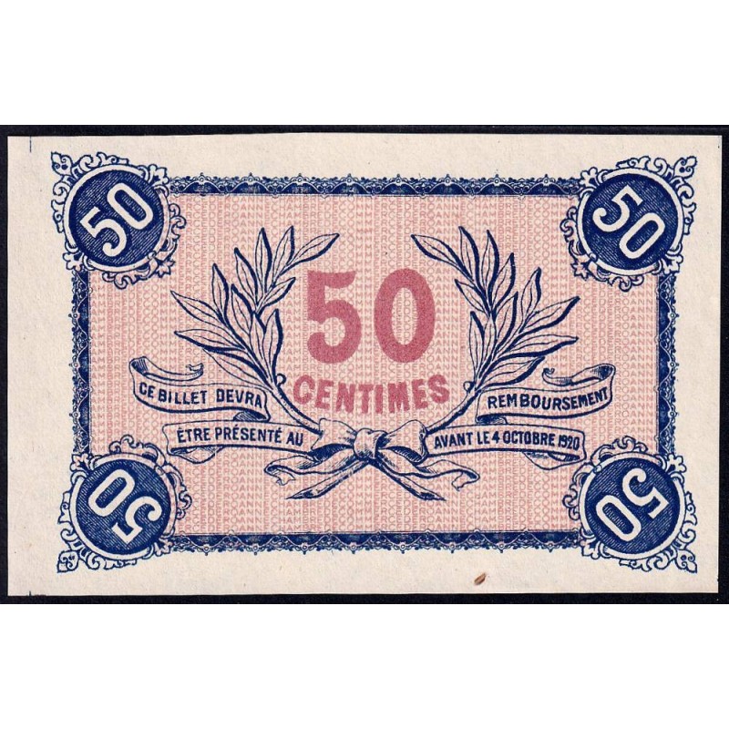 Roanne - Pirot non répertorié - 50 centimes - Epreuve 4 du revers - Etat : SPL