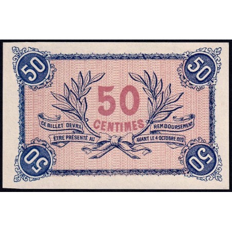 Roanne - Pirot non répertorié - 50 centimes - Epreuve 4 du revers - Etat : NEUF