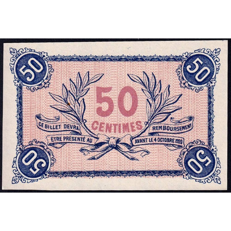 Roanne - Pirot non répertorié - 50 centimes - Epreuve 4 du revers - Etat : SPL+