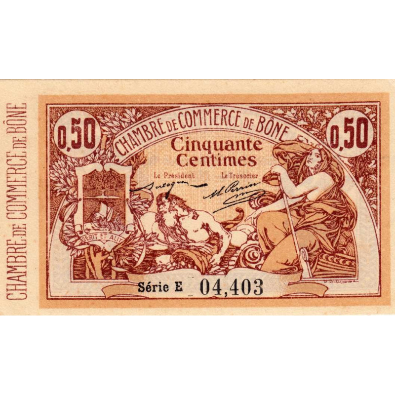 Algérie - Bône 138-1 - 50 centimes - Série E (inédit) - 18/05/1915 - Etat : SPL