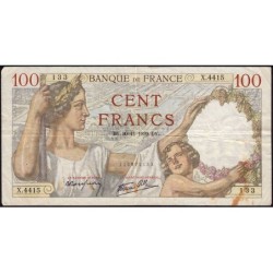 F 26-16 - 30/11/1939 - 100 francs - Sully - Série X.4415 - Etat : TB