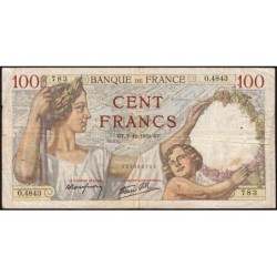 F 26-17 - 07/12/1939 - 100 francs - Sully - Série O.4843 - Etat : TB-