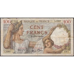 F 26-18 - 21/12/1939 - 100 francs - Sully - Série L.5367 - Etat : B+