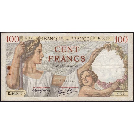 F 26-19 - 28/12/1939 - 100 francs - Sully - Série R.5650 - Etat : TB