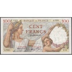 F 26-22 - 08/02/1940 - 100 francs - Sully - Série Q.7221 - Etat : SUP