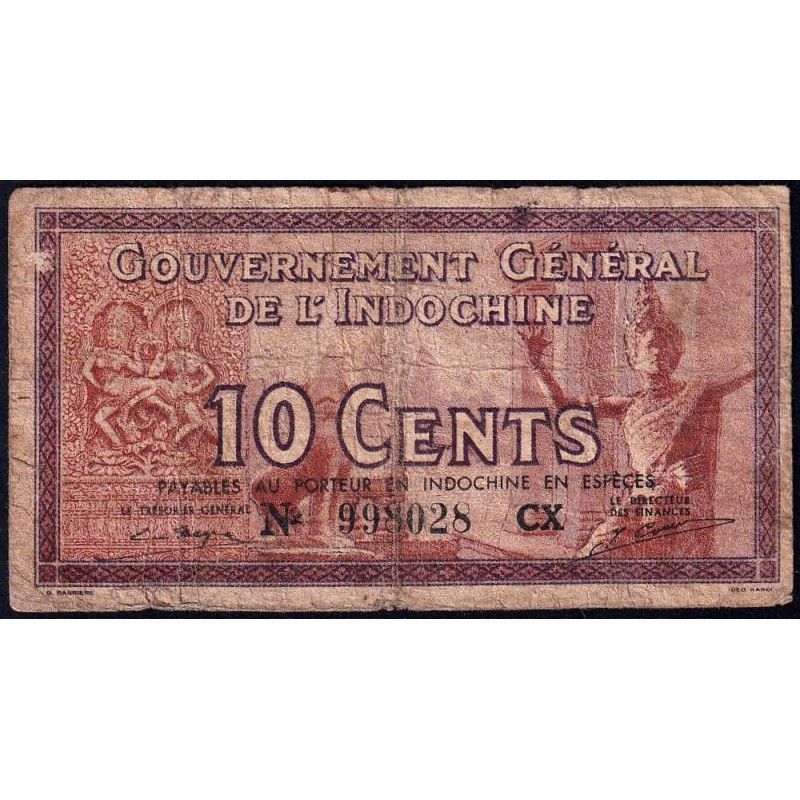 Indochine Française - Pick 85d - 10 cents - Série CX - 1943 - Etat : B