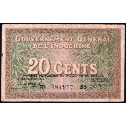 Indochine Française - Pick 86d - 20 cents - Série BS - 1943 - Etat : B