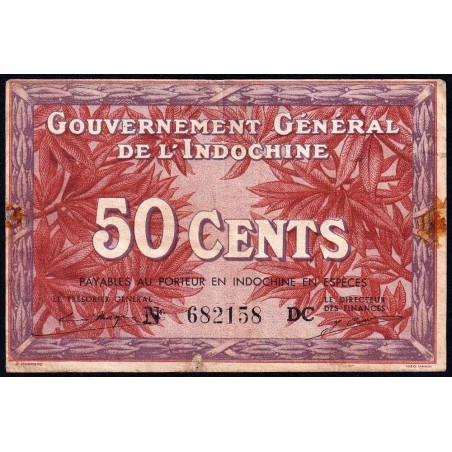 Indochine Française - Pick 87d - 50 cents - Série DC - 1943 - Etat : B+ à TB-