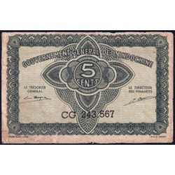 Indochine Française - Pick 88b - 5 cents - Série CG - 1944 - Etat : TB-