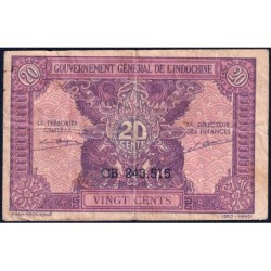 Indochine Française - Pick 90 - 20 cents - Série CB - 1944 - Etat : TB